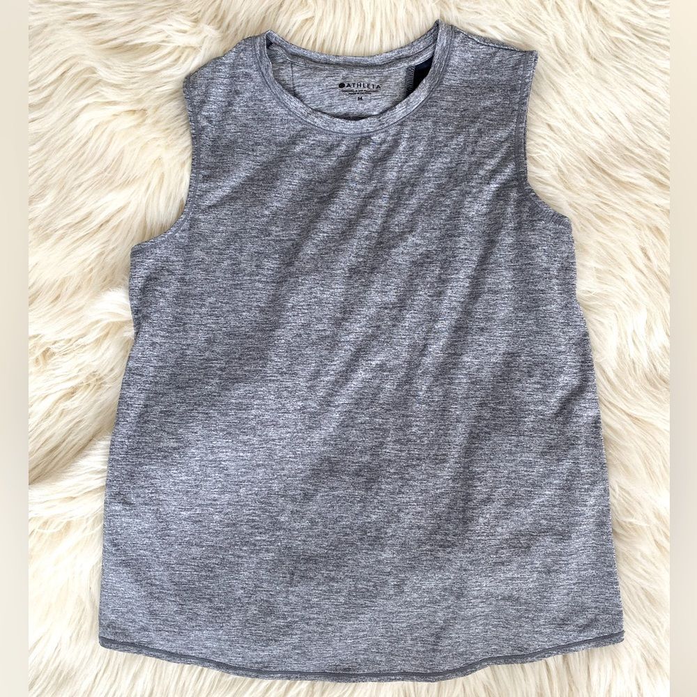 Athleta Women's Medium Sunlover UPF Heather Gray Open Back Activewear Tank Top